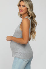 Heather Grey Basic Sleeveless Maternity Top