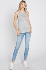 Heather Grey Basic Sleeveless Top