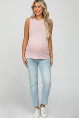 Light Pink Basic Sleeveless Maternity Top