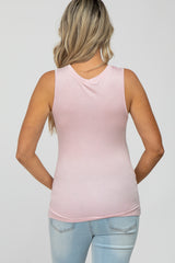 Light Pink Basic Sleeveless Maternity Top