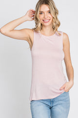 Light Pink Basic Sleeveless Maternity Top