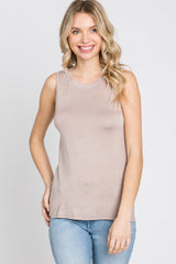 Light Mocha Basic Sleeveless Top