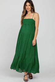 Green Printed Sleeveless Maternity Maxi Dress