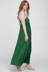 Green Printed Sleeveless Maxi Dress