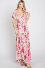 Pink Floral Tiered Maxi Dress