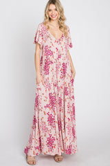 Pink Floral Tiered Maxi Dress