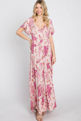 Pink Floral Tiered Maxi Dress