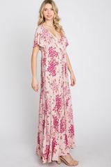 Pink Floral Tiered Maxi Dress