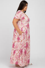 Pink Floral Tiered Plus Maxi Dress