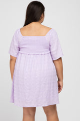 Lavender Smocked Ruched Tie Front Plus Dress