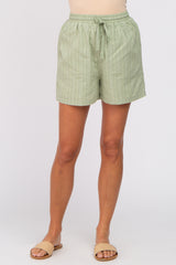 Sage Green Drawstring Waist Shorts