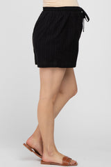 Black Drawstring Waist Maternity Shorts