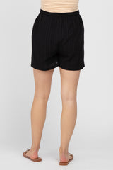 Black Drawstring Waist Maternity Shorts