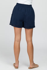 Navy Blue Ladder Trim Shorts