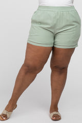 Mint Green Ladder Trim Plus Shorts