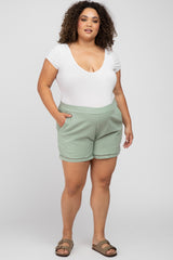 Mint Green Ladder Trim Maternity Plus Shorts