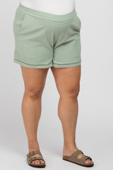 Mint Green Ladder Trim Maternity Plus Shorts