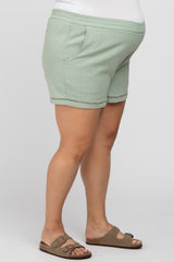 Mint Green Ladder Trim Maternity Plus Shorts