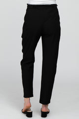 Black Paper Bag Waist Cropped Maternity Pants