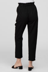 Black Paper Bag Waist Cropped Pants