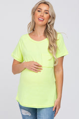 Neon Yellow Maternity Pocket Tee