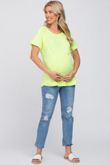 Neon Yellow Maternity Pocket Tee