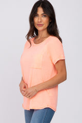 Neon Coral Pocket Tee