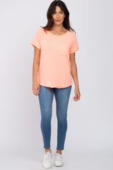 Neon Coral Pocket Tee