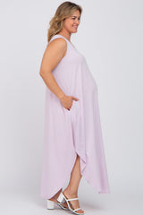 Lavender V-Neck Basic Maternity Plus Maxi Dress