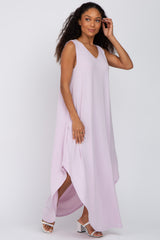 Lavender V-Neck Basic Maxi Dress