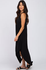 Black V-Neck Basic Maxi Dress