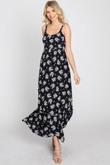 Navy Blue Floral Maxi Dress