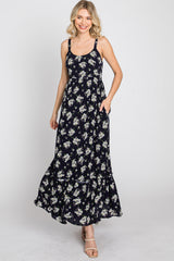 Navy Blue Floral Maxi Dress