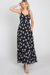 Navy Blue Floral Maxi Dress