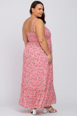 Pink Floral Plus Maxi Dress