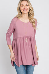 Pink Babydoll Hi-Low Long Sleeve Top