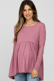 Pink Babydoll Hi-Low Long Sleeve Maternity Top