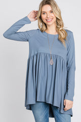 Grey Babydoll Hi-Low Long Sleeve Maternity Top