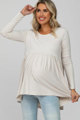 Ivory Babydoll Hi-Low Long Sleeve Maternity Top