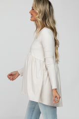 Ivory Babydoll Hi-Low Long Sleeve Maternity Top