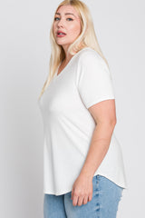 Ivory V-Neck Round Hem Plus Top