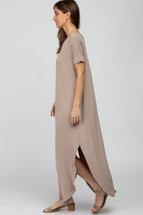 Taupe Side Slit Maxi Dress