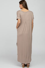 Taupe Side Slit Maxi Dress