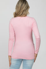 Light Pink Long Sleeve Basic Maternity Top