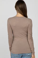 Taupe Long Sleeve Basic Maternity Top