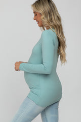 Mint Green Long Sleeve Basic Maternity Top