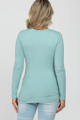 Mint Green Long Sleeve Basic Maternity Top