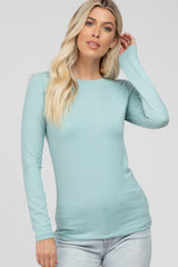 Mint Green Long Sleeve Basic Maternity Top