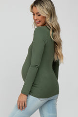 Olive Long Sleeve Basic Maternity Top