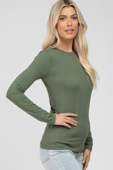 Olive Long Sleeve Basic Top